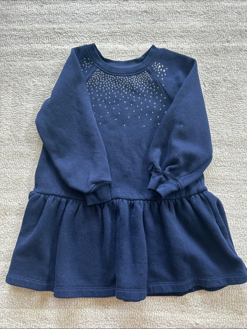 GAP Navy Sweatshirt Dress with Rhinestone Accents